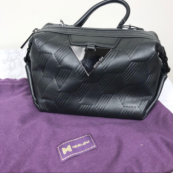 Heirloom Handbags - Heirloom Black Octagon Embossed Crossbody Satchel